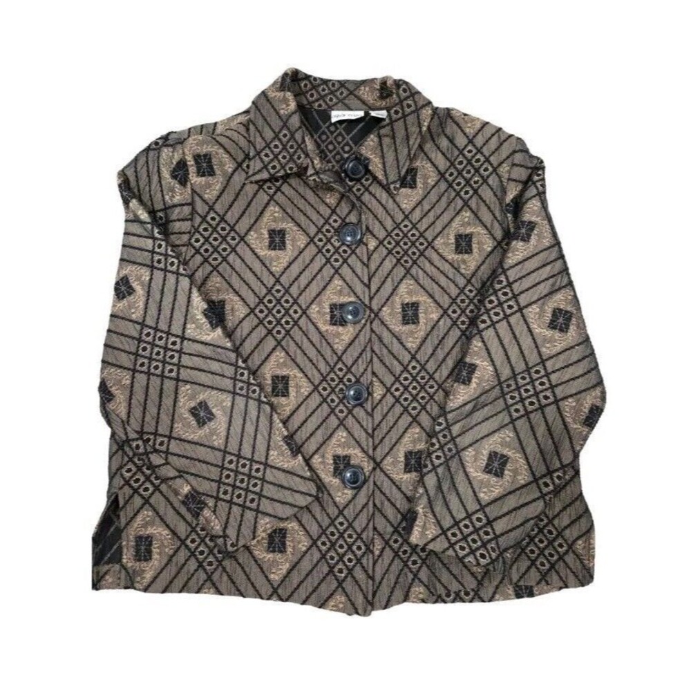 Vintage APPARENZA Blazer Women's Size 1X Brown Button Up Top Jacket